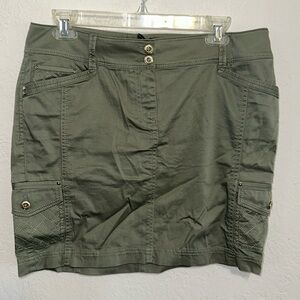 White House Black Market Olive Polished Casual Skirt Utility NWT NEW